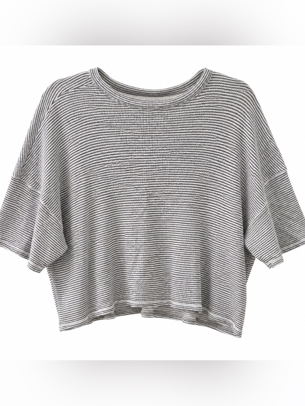 Splendid Collection Gray White Striped Short Sleeve Knit Top M/L